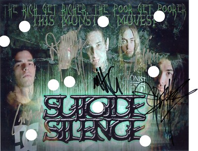 SUICIDE SILENCE SIGNED MITCH LUCKER RARE PROMO PHOTO REPRINT CD LP