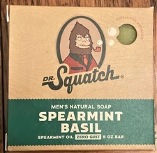 Dr Squatch Men's Natural Soap Spearmint Basil 5oz Bar Zero Grit