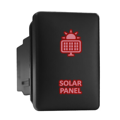 SOLAR PANEL Red LED Backlit Short Push Button 1.28''x 0.87'' (Fit: Toyota)