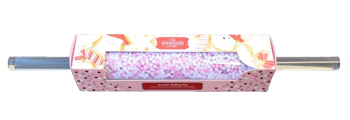 New White Pink Christmas Acrylic Rolling Pin W/ Snowflakes Baking Dough Roller
Opens in a new window