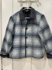 Womans Norton Mcnaughto Blue Plaid Jacket Pl Acrylic/wool/polyester