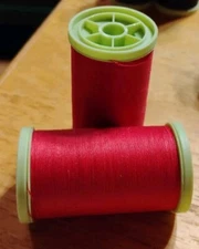 LOT OF 2 COATS & CLARK COTTON WRAPPED POLY QUILTING THREAD RED 325 YDS EA