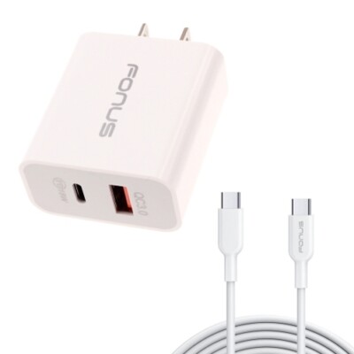 Fast Type-C 36W PD Home Charger 6ft Long USB Cable Power Cord for Phones Tablets
