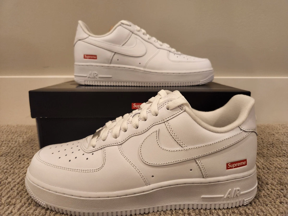 Nike Air Force 1 Low Supreme White Mens US Size 9 eBay