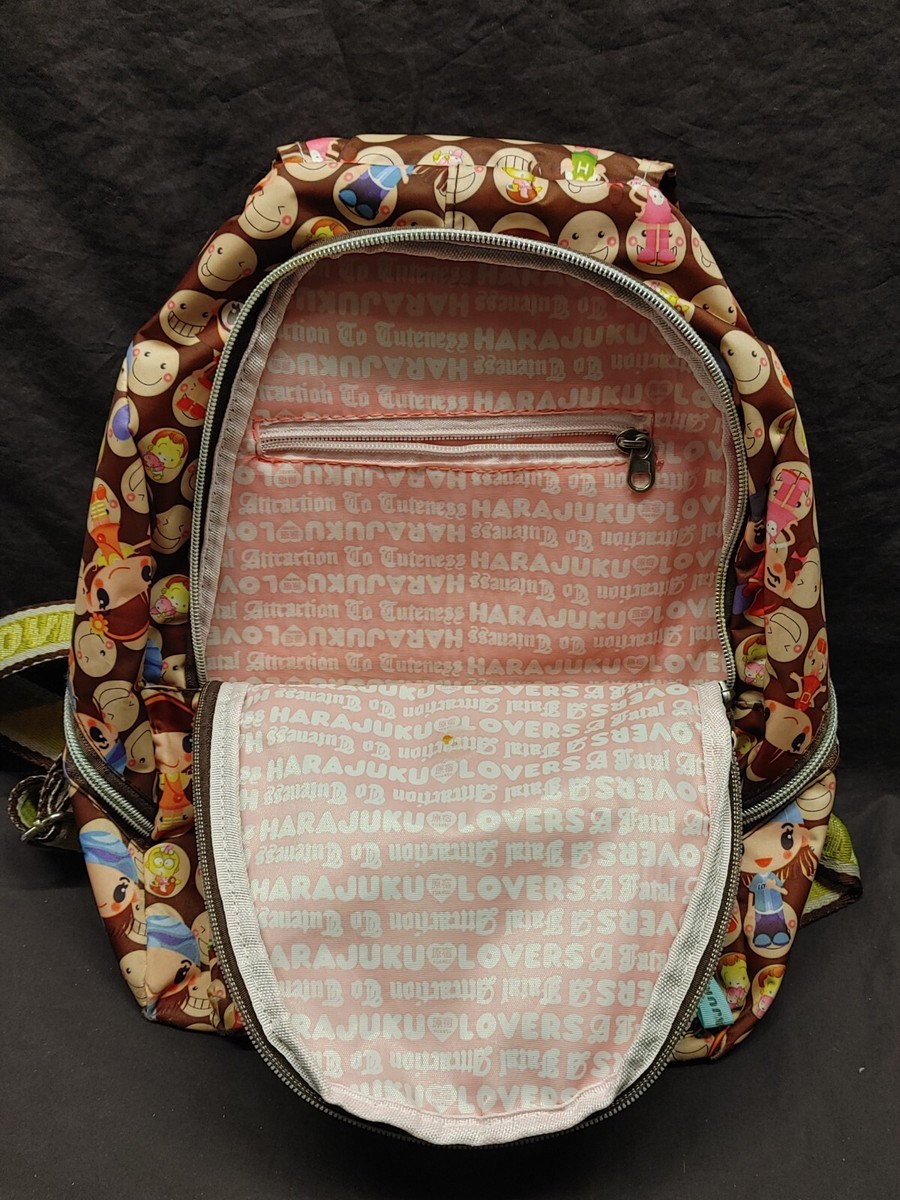 RARE! Harajuku Lovers by Gwen Stefani Rasta Style Backpack in EUC! Harajuku Mini Backpack Gwen Stefani Kawaii Anime Pink Bag  main image 3
