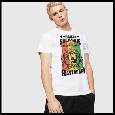Reggae t-shirt Roots Rock Rasta Flag Jah Rastafari Haile Selassie Rastaman chant