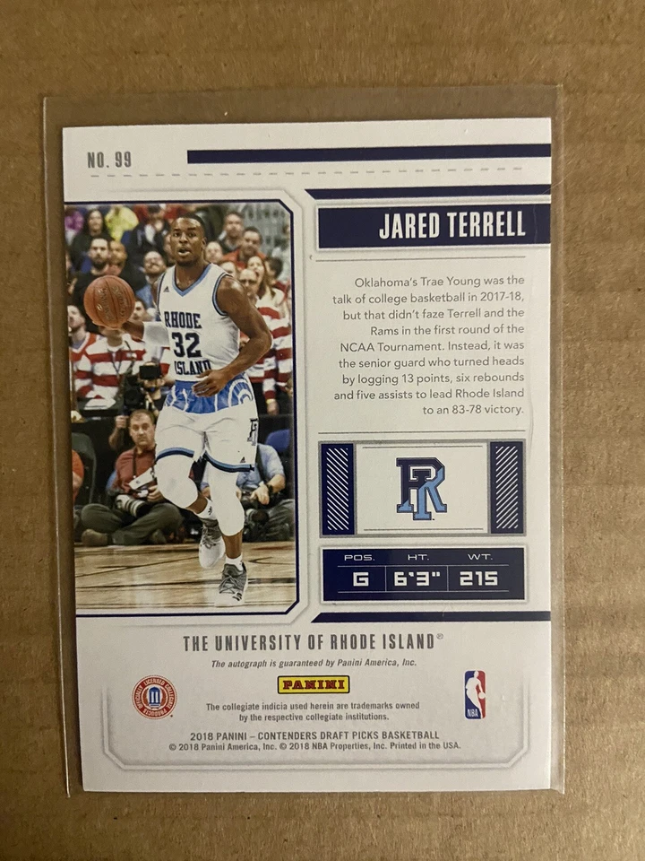 2018 Panini Contenders Draft Picks College Ticket Jared Terrell Rookie Auto RC - Image 2 of 2
