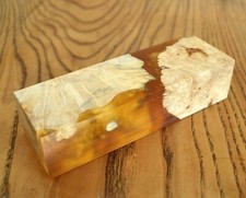 Maple BURL Resin Hybrid Wood Block Turning Blank Scales Knife Handle G122