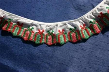 EMBROIDERED CHRISTMAS PACKAGES LACE TRIM BY THE YARD