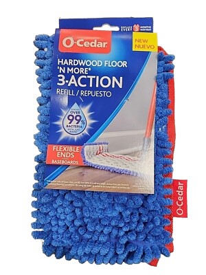 O-Cedar Hardwood Floor 'N More 3 Action Refill Mop Pad Flexible Ends Baseboards