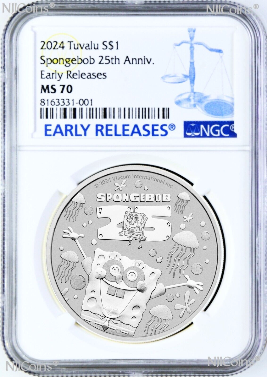 2024 SPONGEBOB SQUAREPANTS 25th ANNIVERSARY 1oz .9999 Silver $1