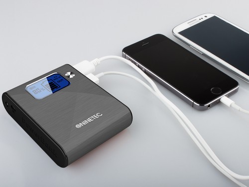 NINETEC 10.000mAh Power Bank Mobiler Akku Ladegerät USB Smartphone grau D565 - Bild 5 von 7