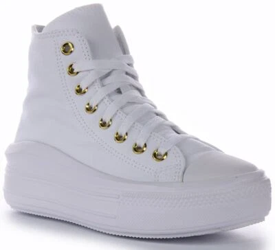 CONVERSE A05459C Tout Étoile Move Plateforme Chaussures Toile or Blanc Femmes UK - Photo 1/4