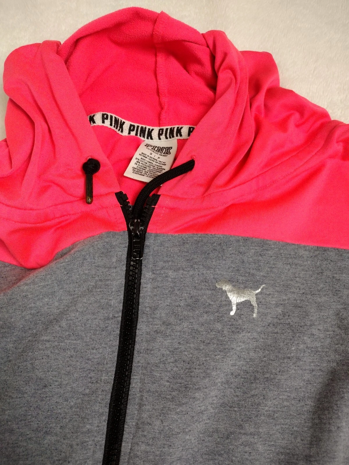 UNDERCOVER Giacca con cappuccio e zip intera Victoria Secret rosa e grigio colorblock taglia small