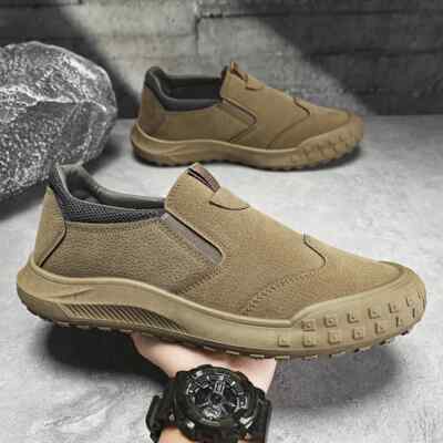 Handmade Leather Men's Loafers Breathable Casual Shoes Slip on Comfort Sneakers