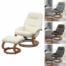 Swivel Recliner PU Leather Armchair Executive Office Chair Lounger Sofa w/Stool