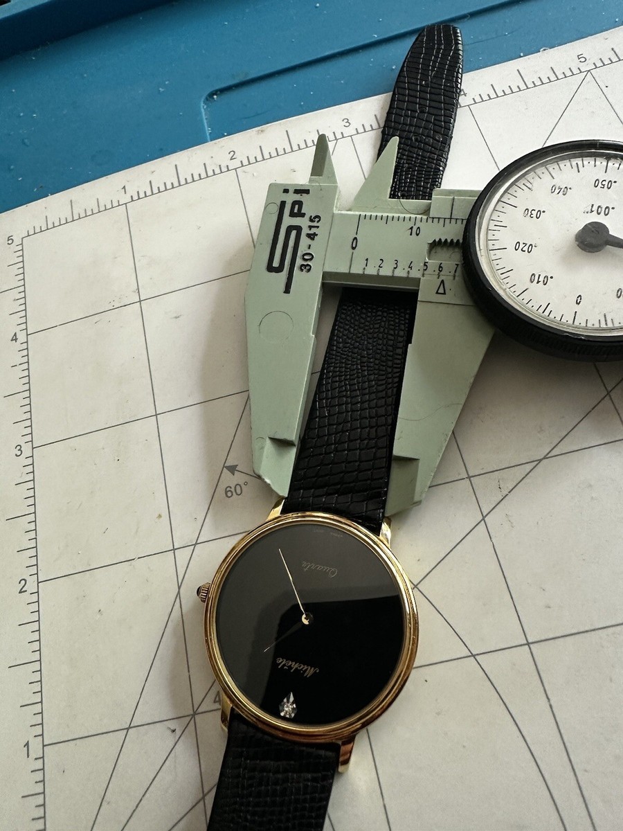 Vintage Rare Gold Tone Michele Quartz Japanese Black Dial Vintage Rare Gold Tone Michele Quartz Japanese Black Dial