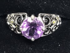 Amethyst Ring Set In Sterling Silver. Size 7.