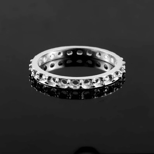 Silver Eternity Ring Blanks 2 mm Round Engagement Ring Mountings Semi