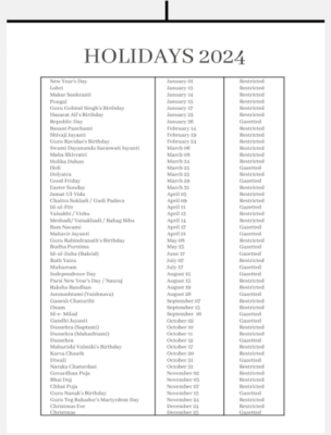 2024 Wall Calendar -14" X 20" for Home & Office, Holidays Mentioned, (A) |  eBay