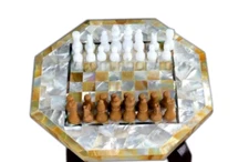 13" Chess Board Marble chess Table Top mop inlay malachite decor children room