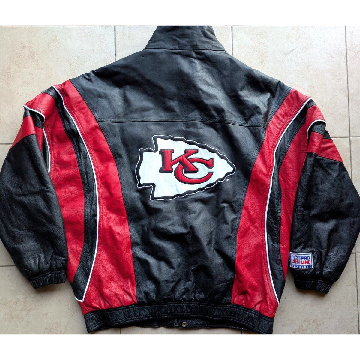 Kansas City Chiefs 90s STARTER bomber LEATHER jacket XL blk Kansas City Chiefs 90s STARTER bomber LEATHER jacket XL blk