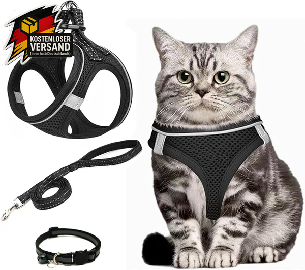 Verstellbares Katzengeschirr Ausbruchsicher Atmungsaktiv Reflektierend FüR Outdo-image