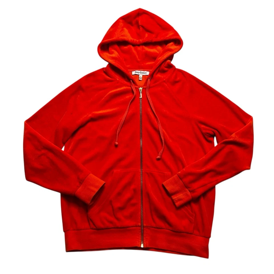 Y2K Juicy Couture Coco Rojo Terciopelo Chándal Chaqueta Tono Dorado Estrás Talla S Foto 3 de 4