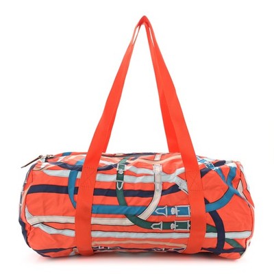 Hermes Silk Barenia Cavalcadour Duffle Orange Poppy Fauve Shoulder Bag