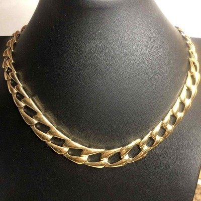 7354 NAPIER Gold tone squared Link chain Necklace 18''