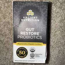 New Ancient Nutrition Gut Restore Probiotics - 60 Capsules Each Box Exp. 07/26