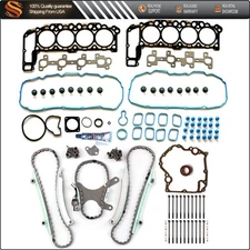 Timing Cover Gasket & Chain Kit Head Gasket Bolt Set For 01 00 Dodge Dakota 4.7L