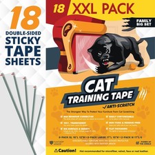 18 Pack Cat Scratch Furniture Protector Tape Sheets Double-Sided Sticky Tra...
