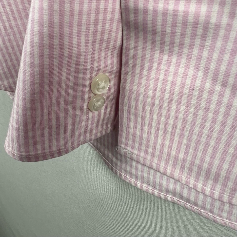 Nordstrom TechSmart Dress Shirt Mens 15½ 32-33 Pink Collared Gingham Check - Image 4 of 4
