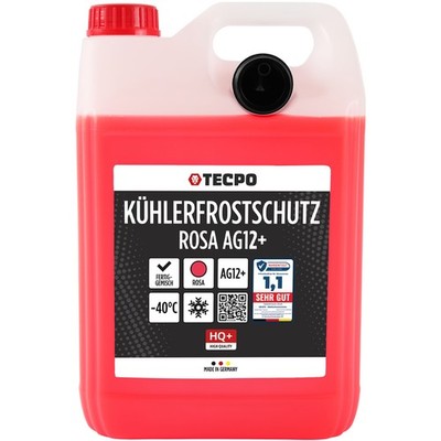 TECPO KÜHLERFROSTSCHUTZ ROT ROSA 5L KÜHLMITTEL G12+ -40°C ANTIFREEZE für VW AUDI