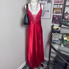 Vintage Victoria's Secret Satin Bias Nightgown/Slip Dress in Holiday Red
