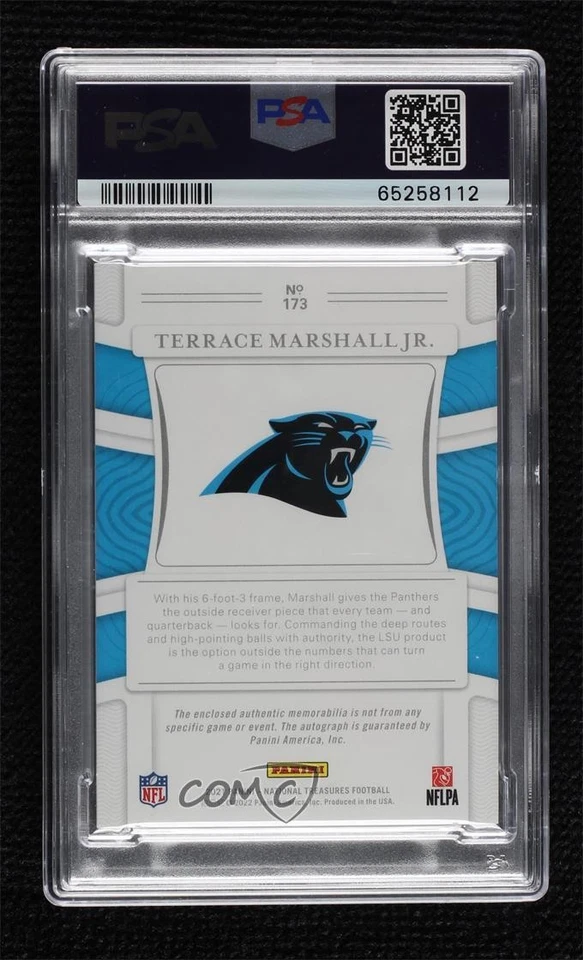 2021 National Treasures /99 Terrace Marshall Jr PSA 8.5 RPA Rookie Patch Auto RC - Image 2 of 2