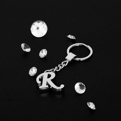 Schlüsselanhänger Buchstabe R Metall Silber Massiv Geschenk Initialen Keyholder