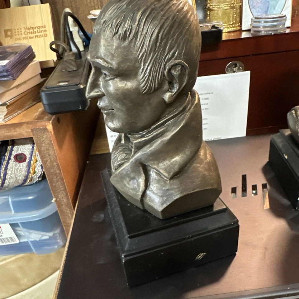 Bronze Bust Sculpture on Pedestal Base Lewis Of Lewis And Clark Toni Wirts - Image 3 of 4