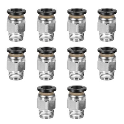 CNAODUN 10 Pcs Push-to-Connect Fittings 1/4''OD x 1/8''NPT, Black and silver
