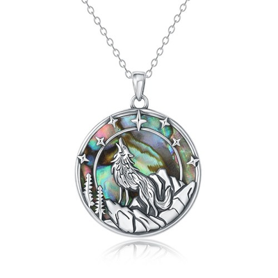 #ad #ad Wolf Necklace Sterling Silver Mountain Forest Pendant Animal Howling Wolves J... $34.49
