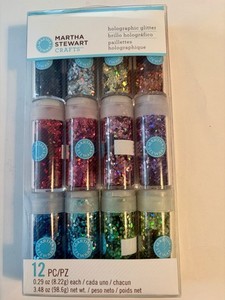Martha Stewart Holographic Glitter 12 Pk Of Multiple Colors  Brand New