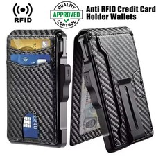 Men's Slim Pop Up Bifold Wallet with Money Clip, Minimalist Wallet RDIF Blocking