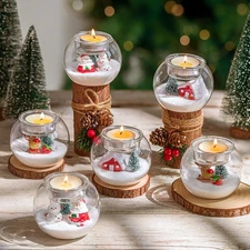 DIY Christmas Candle Holder: 6 PCS Glass Tealight Votive Candle Holders with 8Pc