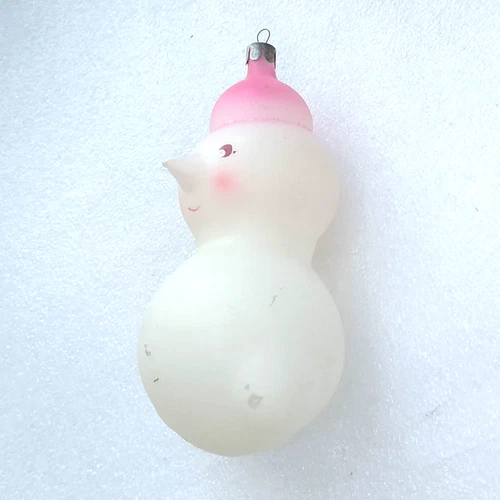Vintage Glass USSR Christmas Ornament Russian Xmas Tree Antique Decor Snowman