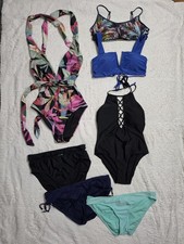 Lot of 7 Swim Bikini Items One Piece Swimwear Bikini Tops Bottoms Size Medium