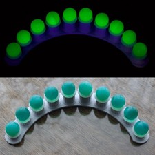 10, 14mm - 9/16 UV Reactive Uranium Glass Green Opaline Marbles With Stand