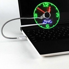 Clock Fan Time Temperature Display Metal Mini Fan USB Power LED Clock Fan