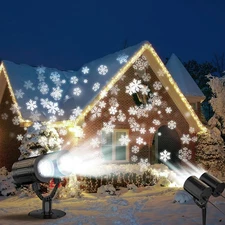 Double Snowflake Christmas Projector Lights Outdoor for Festive Holiday Décor, W