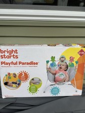 Bright Starts Baby Bouncer Soothing Vibrations Infant Seat Removable-Toy Bar New